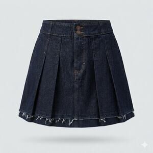 Kiabi Dark Wash Pleated Denim Mini Skort - Size 34 (US 2/4) Y2K Aesthetic